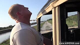 Teen in army gets first blowjob from naked navy guy in intense scene