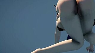 Bikini Girl Dances with Big Tits in 3D Anime