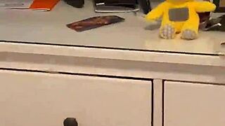 latina teen in sexy lingerie bent over in doggystyle position.