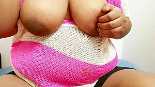 amateur babe with big tits poses sexily