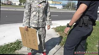 First-time gay threesome with uniformed police officers in stolen valor scenario