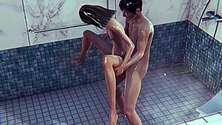 skinny babe gets fucked hard in steamy shower game scene 🚿