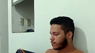 Young guy enjoys solo pleasure in private moment, reaching climax