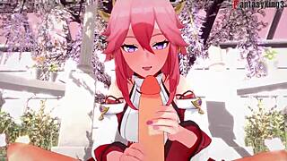 i watch yae miko sucking in pov from genshin impact fantasy