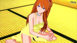 Horny Asuka Guides Your Handjob in Yellow Dress