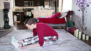 Pretty European girlfriend goes through ass yoga with love and care