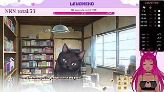 Moaning Vtuber Lewdneko masturbates big tits in cute anime hentai game dating solo part one.
