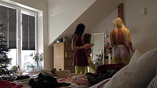 These non-nude teens are dancing at home like crazy! 😍 voyeur style