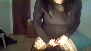 shemale with huge cock on webcam, just chilling and showing off