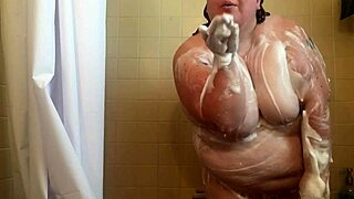 Beautiful bbw enjoys a sensual shower