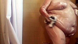 Beautiful bbw enjoys a sensual shower