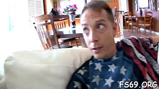 The horny little 18+ babe invites a lad over for a hard fuck.