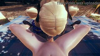 damn! fischl from genshin impact gives pov blowjob with cum facial