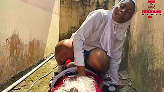 Hot Christmas Sex With African Teen Bent Over in Public Spot