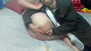 Slipping Fingers in Her Thong for Sideways Latina Action!