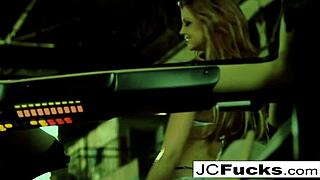 Jayden plays inside the knight rider car