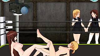 Princess of the ring nina vs karin catfight anime!