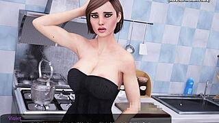 big boobs step sister teen has to suck nerd's big cock because her step brother is a bully in milfy city hentai game part 85