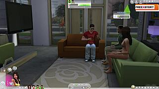 A sims life episode 1 - animated 3d game scene with cartoon characters in hentai style.