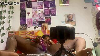 I got wild playing with my pussy, dildo in hand, mirror watching