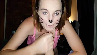 kitty getting her milk from a huge cock?