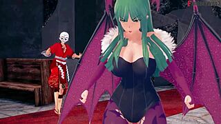 Hey, Morrigan, fuck me in this Halloween hentai!