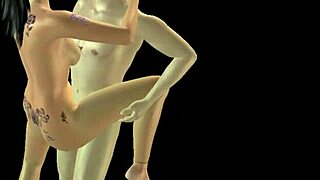 An animated porn video of a japanese man fucking indian girl in standing position