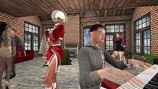 young wife of santa claus gets wild with elves. they’re banging hard in a holiday threesome.