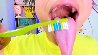 lila jordan brushes her teeth with saliva and tongue