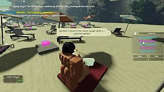 In roblox condo 2, she sucks a huge cock on the beach