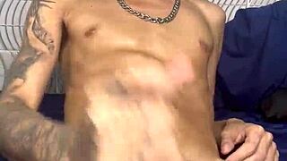 Skinny Brazilian teen jerks off rough after party!