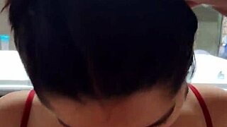 white wolf slut sucking in front of jacuzzi!