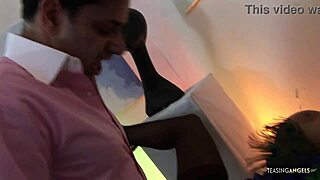 amazing hottie in stockings makes a guy moan loudly