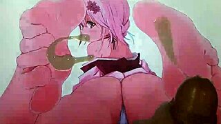 in this anime hentai, a tribute to feet with cum all over the place