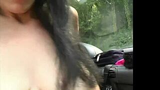 Exhibitionist with Big Natural Tits Flashes in the Park.