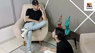 My stepsister asked me to teach her how to fuck with her boyfriend, and I gave her a good pounding like a bitch - part 1