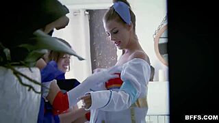 Hot Teen Cosplay Queens Share Big Cock in FFFM