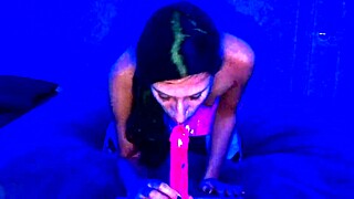 Petite shemale princess Natasha Rotten explores her toys solo