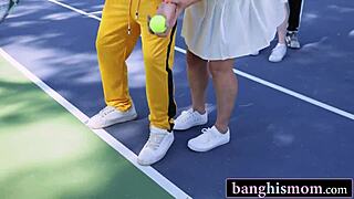 Tennis game turns into foursome with milfs