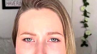 blonde sucks big dildo on camera