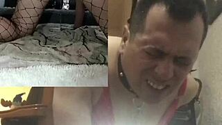 Using two plump dildos in front of cameras