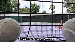step bro teaches step sis tennis lessons with big dick.
