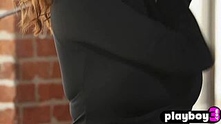 Brunette teen Skye Blue strips down to nothing