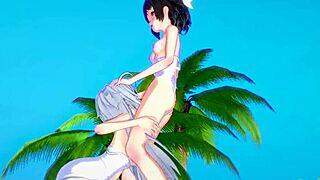 Miku Kohinata and Laura Bodewig in Lesbian Play from Symphogear and Infinite Stratos Hentai