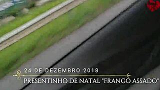 Cristina Almeida gets naughty in parking lot with bareback creampie