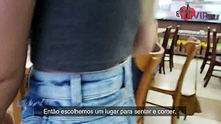 Cristina Almeida gets naughty in parking lot with bareback creampie