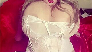 Girl In White Lingerie Sucks Huge Toy