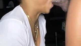 The sexy latina girl sucks the big black cock