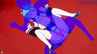 Emilia, Rem, and Subaru Natsuki have intense sex in Re Zero hentai