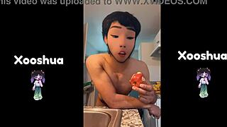 cute gay twink with small tits shows off his ass as a young slut in this casual scene.